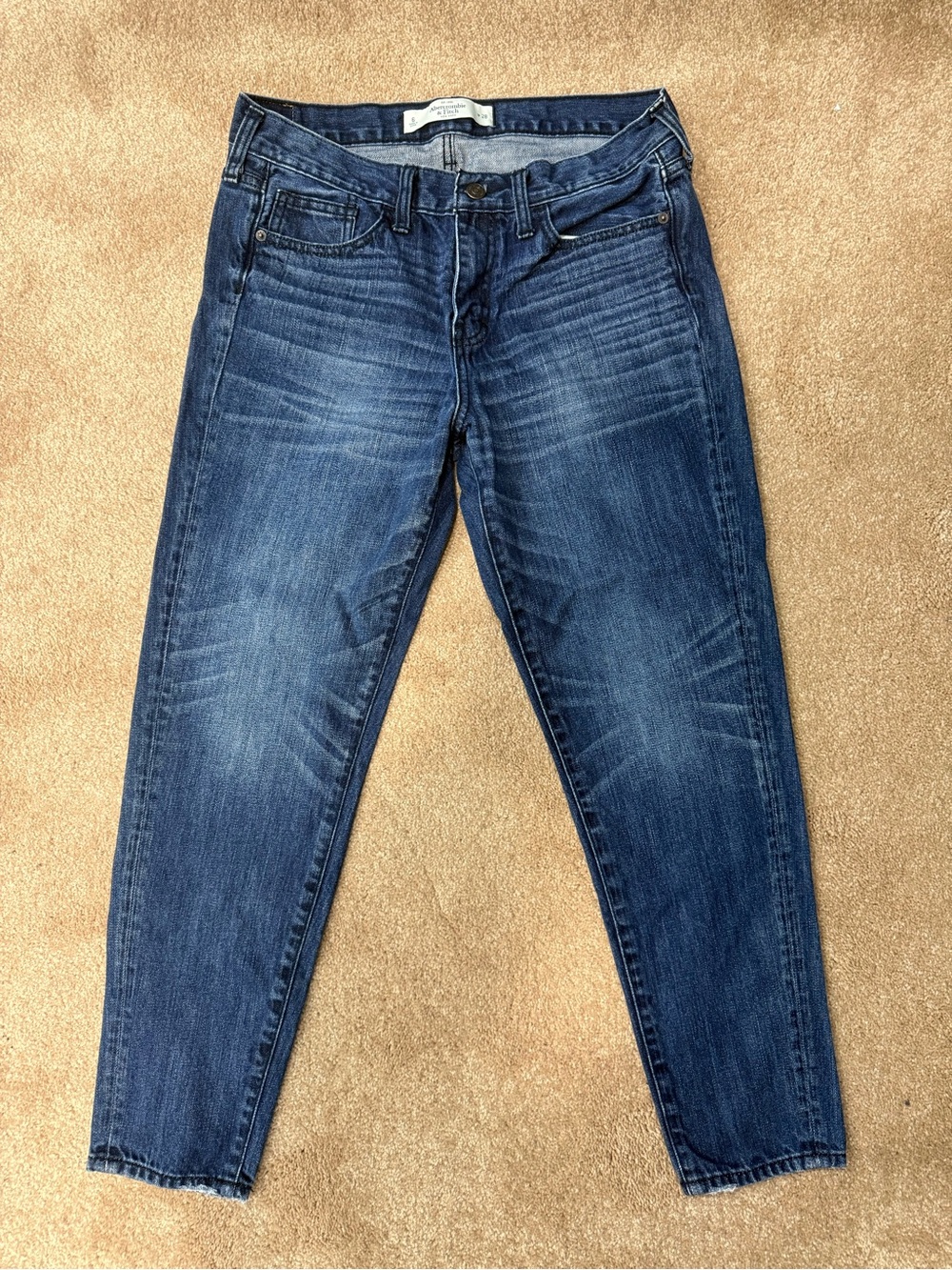 Abercrombie & Fitch Women's Dark Blue Cropped Ankle Jeans
